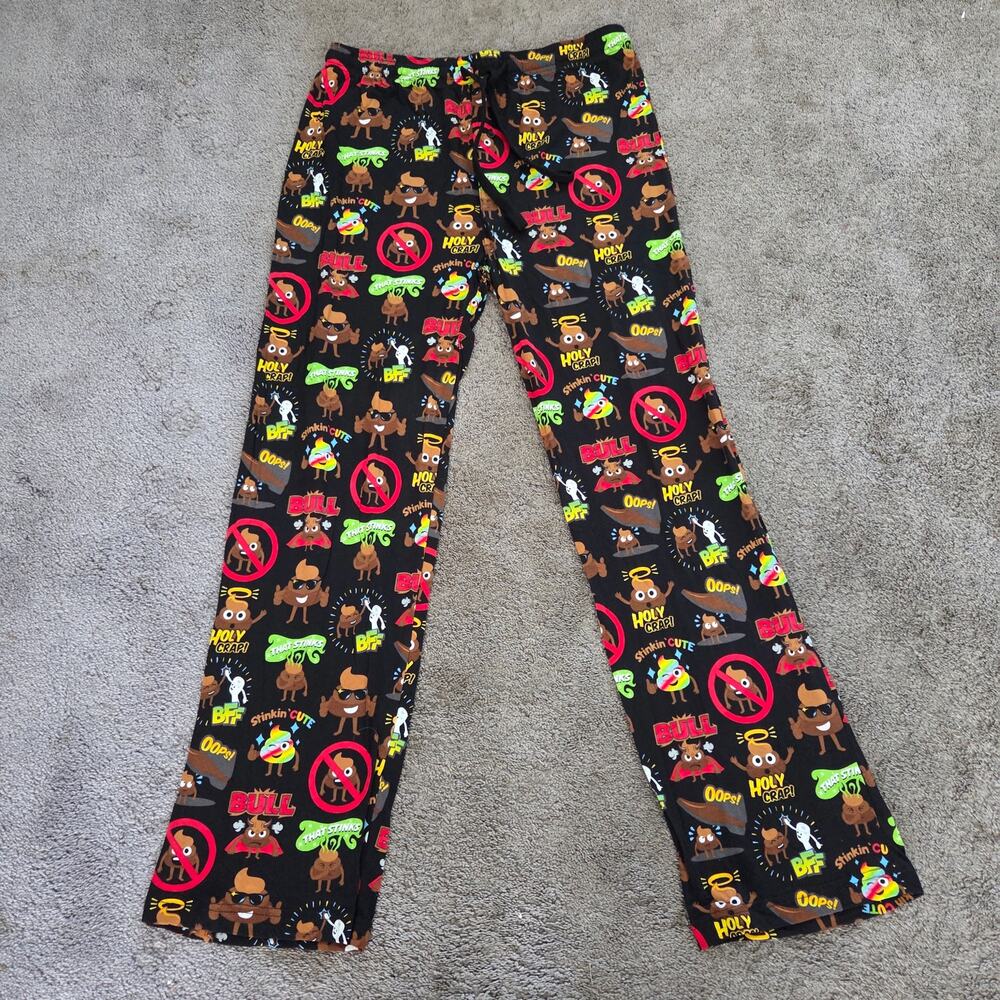 EmojiOne Mens Large Pajama Pants Funny Poop Emoji Print Lounge Sleepwear Cotton